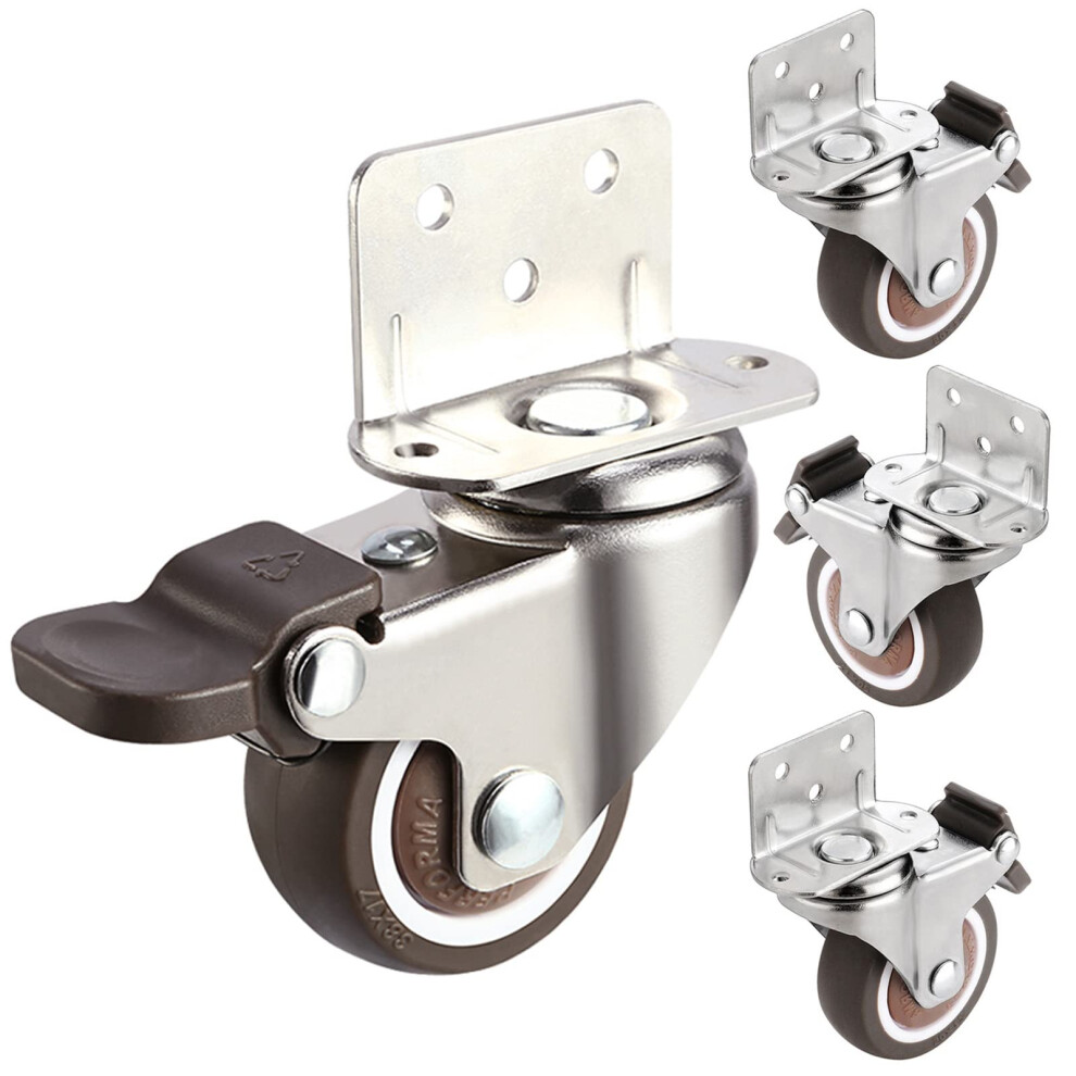 Inch/50Mm Furniture Casters Silent Swivel Caster Tpe Rubber Casters With Brake 360 Swivel 4 Pieces Replacement Casters For Flower Stand Brake 9001264241520