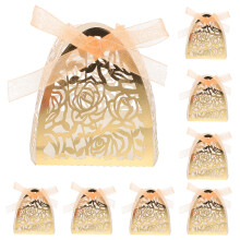 50Pcs Golden Paper Truffle Cups Hollow Rose Chocolate Wrapping Cups