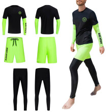 Men's Wetsuit 3Piece Set Long Sleeve Surf Suit Summer Athletic Diving Suit XXL black