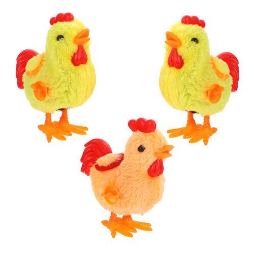 9 Pcs Chick Wind Up Toys Plush Clockwork Jumping Chicken Playthings 1