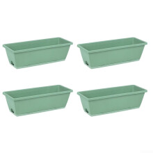 Plant boxes made of plastic, ideal for gardening at home, with effective drainage, light green, 4 pieces Light green