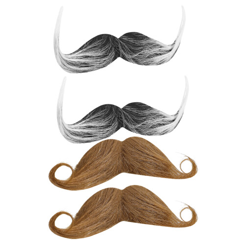 4Pcs Fake Beards False Mustache For Halloween Costume Assorted Colors