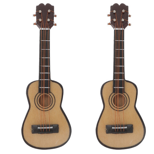 2Pcs Mini Adornos De Guitarra Mini Casa 2