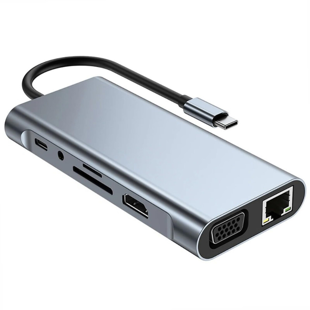 11 In 1 Usb C Hubs Aluminum Multiport Adapter With Pd100w Charging Hdtv Vga Ethernet Card Reader For Laptop Typec 9323874483085