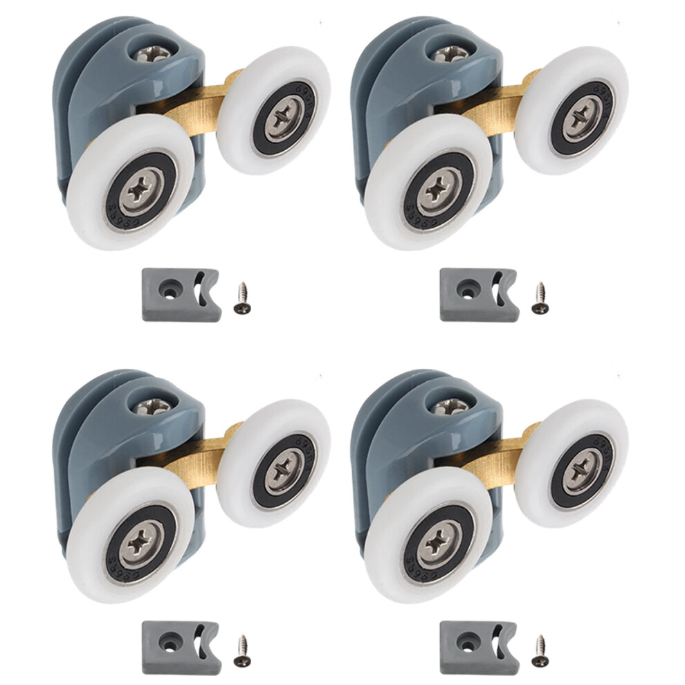 Shower Door Rollers, Bathroom Replacement Parts With Smooth Quiet Sliding For 5Mm Or 6Mm Glass Doors, 4 Upper Rollers Spring Loaded Action, Curved Sho 9198585946095