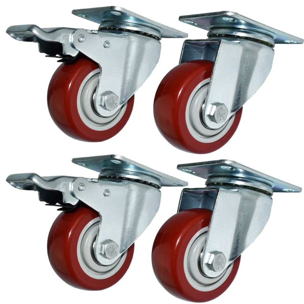Castor 4 Faux Furniture Wheels 2.5 Inch Heavyduty Casters 360 Kg Quiet Swivel With Brake 9001264245535