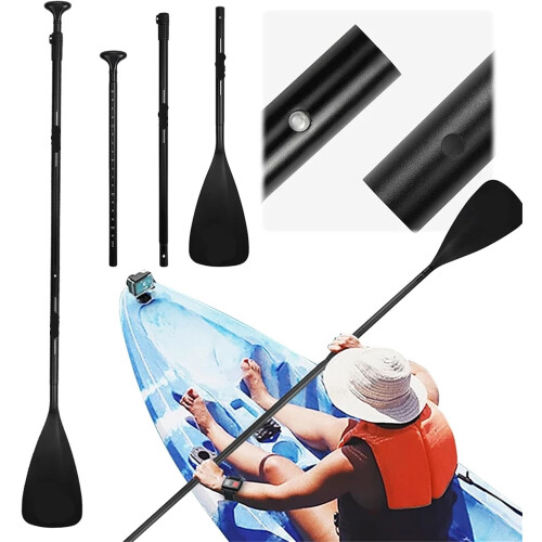 Kayak Paddle 3/4 Sections Double Blade Aluminium Alloy Black 4Pcs Set Ref: 4140 1