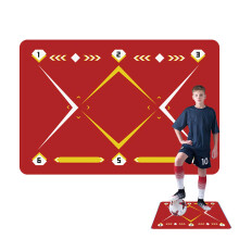 Fußball steps training mat, Fußball steps training mat 90x60cm football trainer mat nonslip quiet dribble mat kick mat section B red and yellow