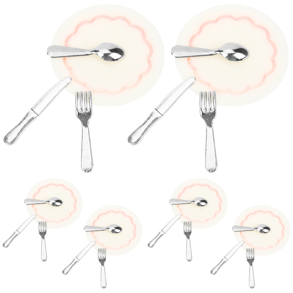Photos - Doll Accessories 24 Sets Mini House Accessories Miniature Plates Forks Spoons Cutters