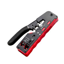 Ratcheting Modular Data Cable Crimper Wire Stripper-black red