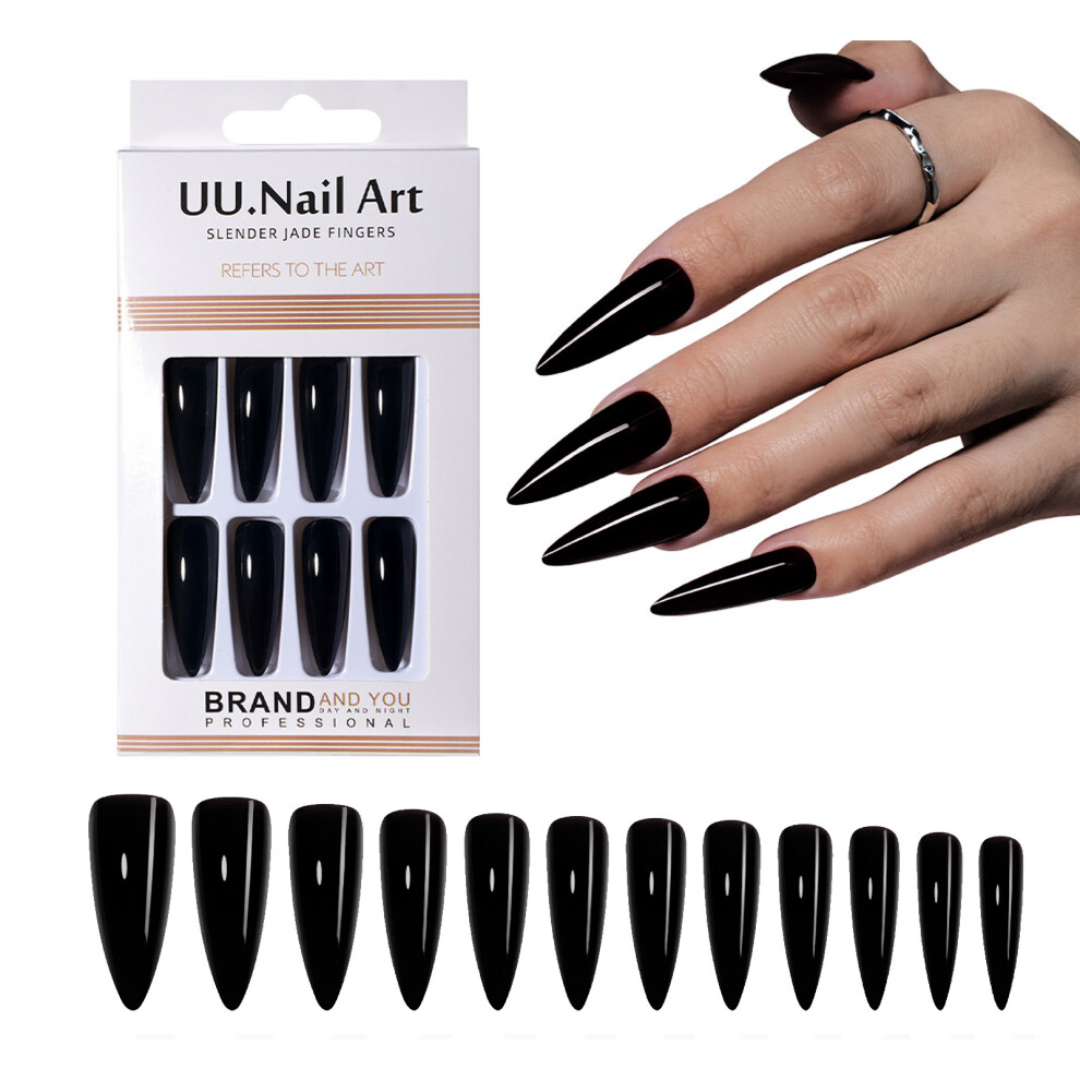 Natural Almond Press On Nail Long Style ABS Material Non-Black