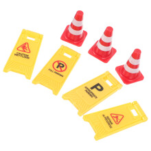 5 Sets Miniature Traffic Road Sign Toys With Cones And Barricades
