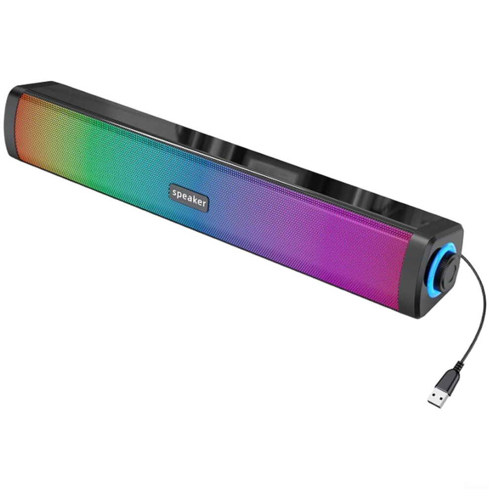 Usb Wired Rgb Speaker Aux Input Soundbar Dual 3W Stereo Compact Pc And Laptop Audio Enhancement Light 9323874483627