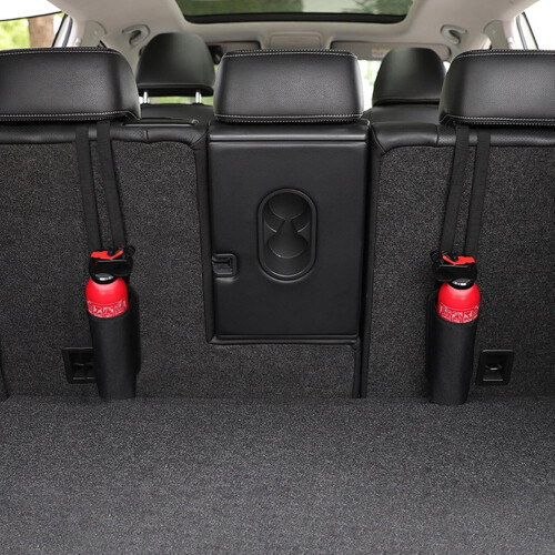 Car Fire Extinguisher Holder with Backseat Organizer, Quick Access Emergency Storage Bag, Black 1