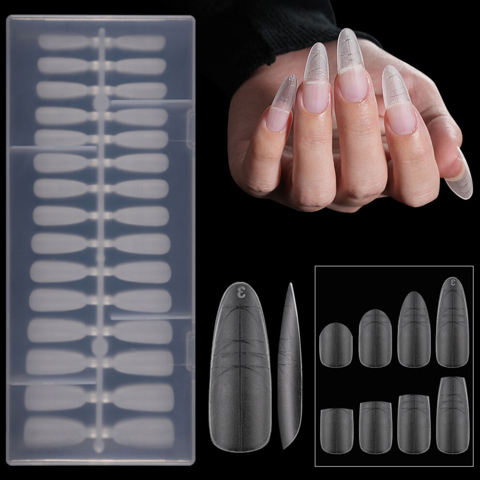 240Pieces Matte False Nail Short Long Oval Salon-Long ellipse