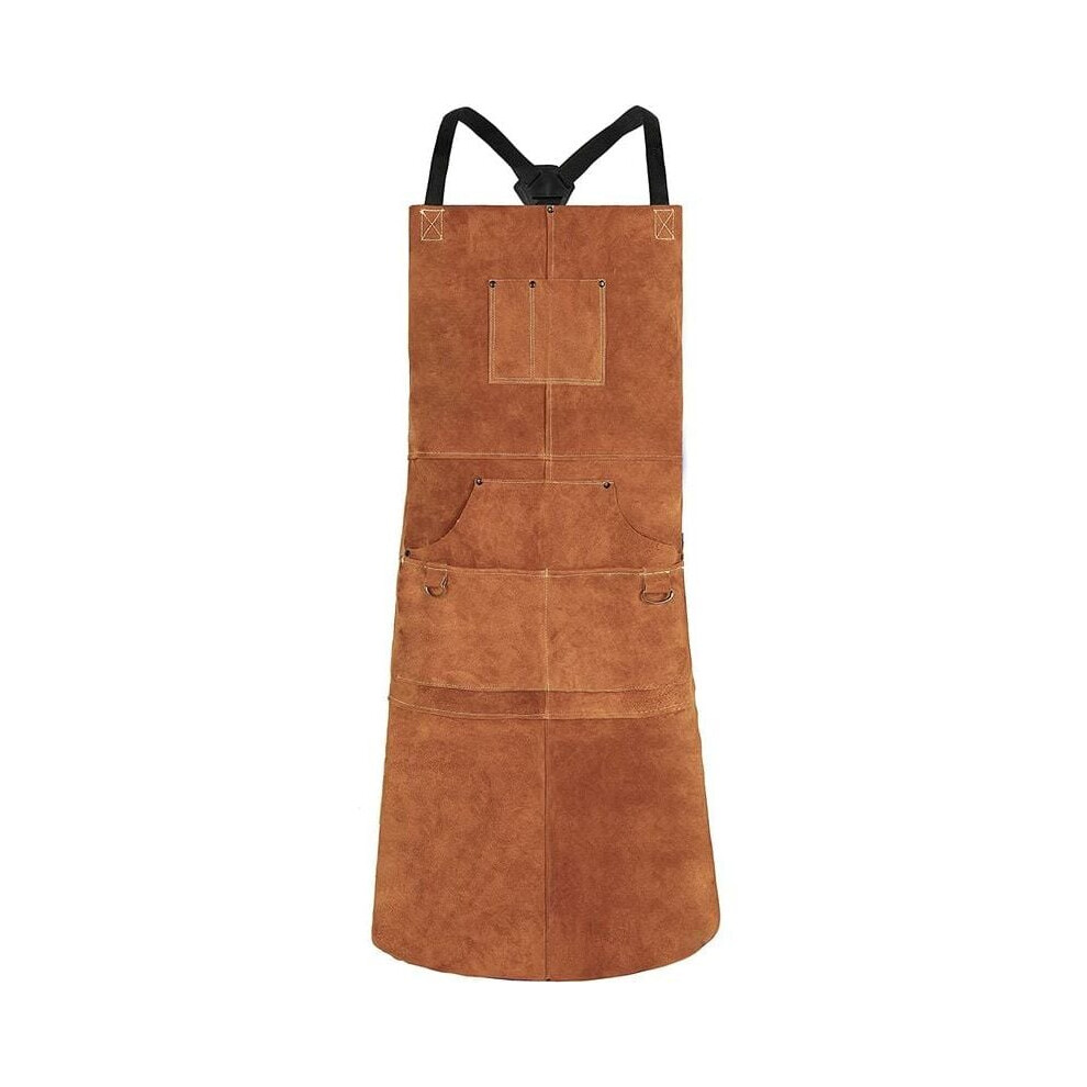Fire Resistant Leather Apron, Vintage Style, Handstitched With Kevlar Stitching, Multipurpose Use For Men & Women, Perfect For Welding, Barbecue, Gard 9198585020825