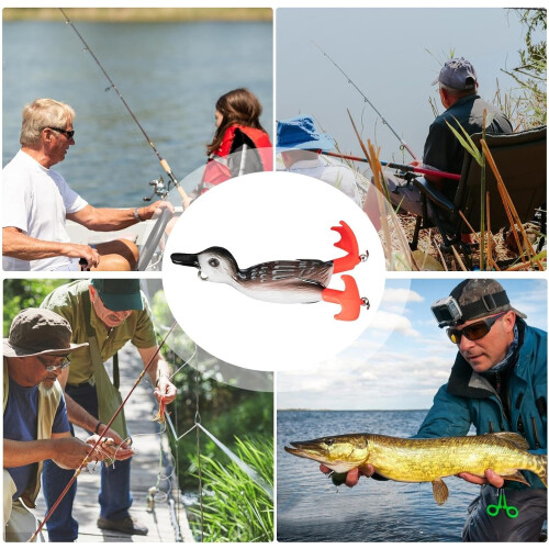 Duck Bait with Soft Body, Floating Duck Swimming Bait with Double Propeller Ref: 7253 2