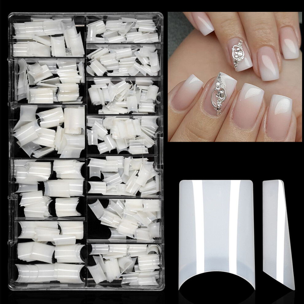 504Pcs Semi Cover False Nail Square Short Tip ABS-natural color