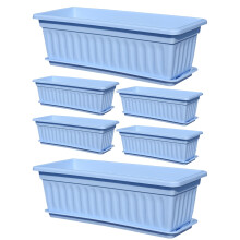 Window flower boxes outdoors, window box rail planter, 6X drainage holes weatherproof blue Ref: 4889