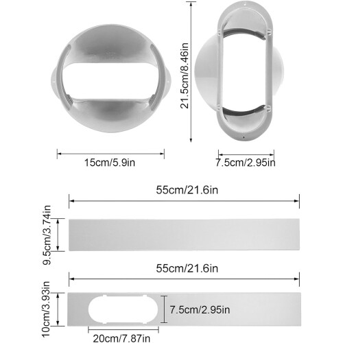 AC Vent Kit for Sliding Windows, Fits 15cm Diameter Set: 15cm Window Adapter  2 Baffles 2