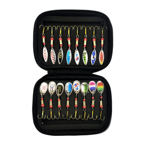 Fishing Spoon Lure Spinner Blades Artificial Baits With Storage Box Hard Body