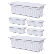 Window planter box Vegetable box 6 pieces, weatherproof, builtin drainage, white