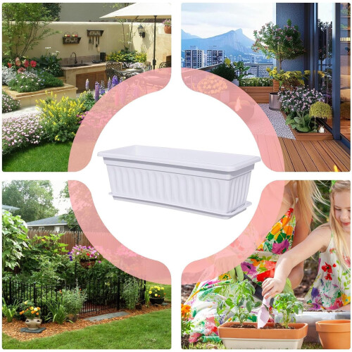 Window planter box Vegetable box 6 pieces, weatherproof, builtin drainage, white 1