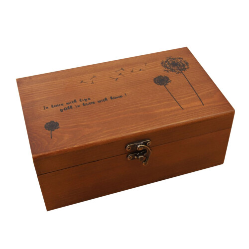 Brown Wooden Sewing Box with 3 Compartments and Lid