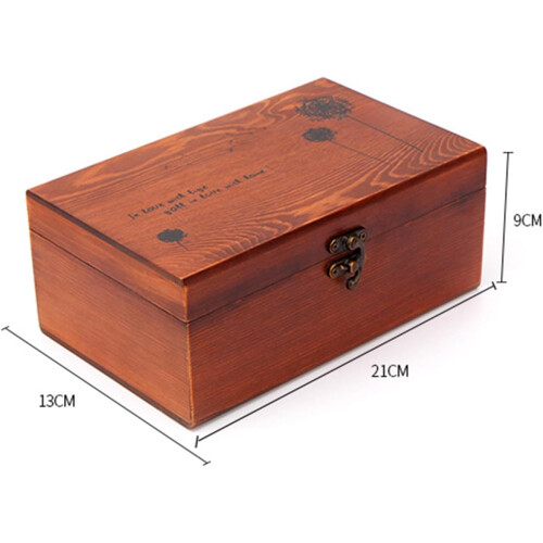 Brown Wooden Sewing Box with 3 Compartments and Lid 2