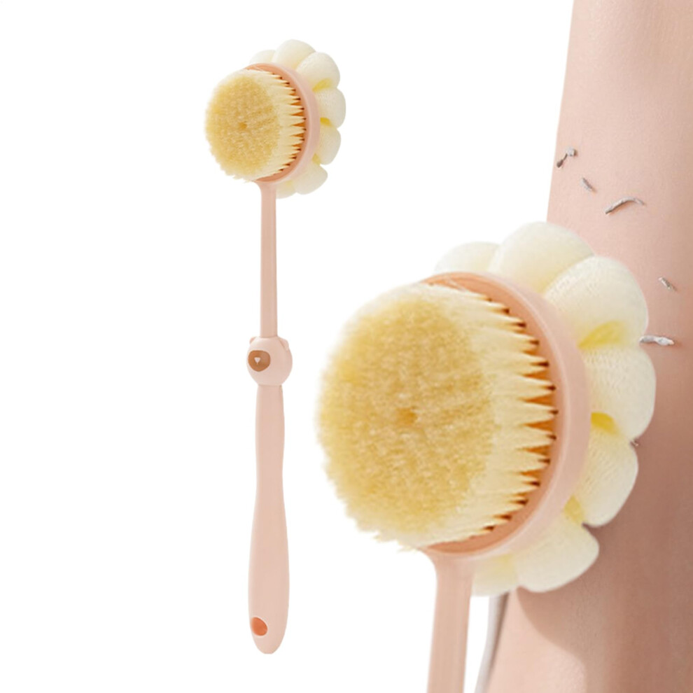 Pink Bath Brush Longhandle Doublesided Quickdrying Density Bristles Dirt Removal For Women Adults Elderly