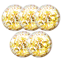 Opblaasbare transparante strandbal, glitter kerstzwembadbal met confetti, feestartikel voor buiten in de zomer, strandbal met pailletten, draagbaar