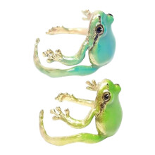 Pack of 2 Frog Ring Ornament Animal Rings Party Funny Adjustable Green Ring