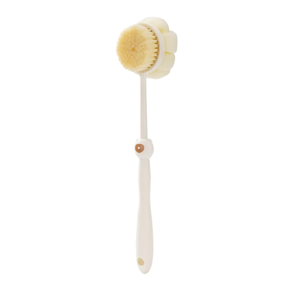Back Scrubber for Shower LongHandle Brush with DoubleSided Bristles QuickDry Exfoliating CreamColoured