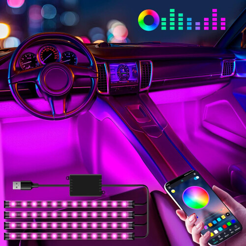 Εσωτερικός φωτισμός αυτοκινήτου LED RGB, φώτα οχήματος γενικής χρήσης με λωρίδα
