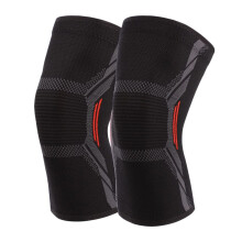 1 Pair Knitted Knee Pads, Running, Basketball, Skipping Rope, Black, Red, XL