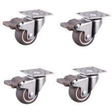 Moeiteloos meubelverplaatsing, set van 4 platte zwenkwielen in zilver, 360 graden draaibare TPR-wielen voor stil en veilig meubelmanoeuvreren.