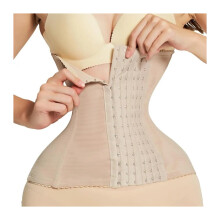 Waist Trainer For Women Beige Zipper Waist Cincher Body Shaper Tummy Control Corset Bandage