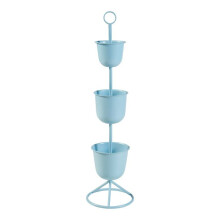 Porte-plantes - HELLOSHOP26 - 110 cm - 3 cache-pots - Métal - Bleu clair