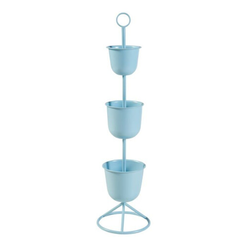 Porte-plantes - HELLOSHOP26 - 110 cm - 3 cache-pots - Métal - Bleu clair
