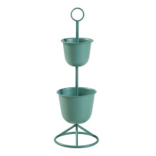 Porte-plantes - HELLOSHOP26 - 77 x 26 cm - 2 cache-pots - Métal - Vert