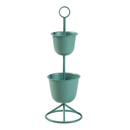 Porte-plantes - HELLOSHOP26 - 77 x 26 cm - 2 cache-pots - Métal - Vert