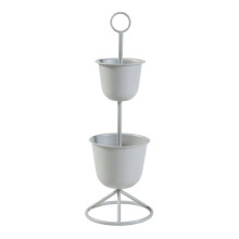 Porte-plantes - HELLOSHOP26 - Intemporel - 2 cache-pots - Métal - Beige