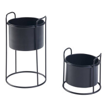 Set van 2 plantenhouders - HELLOSHOP26 - Zwart metaal - Elegante uitstraling - Zekerheid van stabiliteit - Gemakkelijke montage