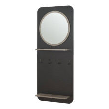 Portemanteau mural - HELLOSHOP26 - Design moderne - 4 patères - Miroir intégré - Noir mat