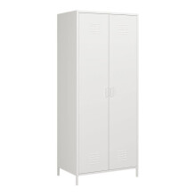 Armoire de rangement - HELLOSHOP26 - 180x76x50 cm - Métal blanc - 2 portes - Penderie intégrée