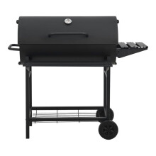 Carrito de barbacoa de carbón - HELLOSHOP26 - 95 x 108 x 61 cm - Negro - Robusto - Fácil de montar