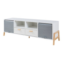 Móvel para TV - HELLOSHOP26 - 160x40x52 cm - Branco - Cinza - Natural