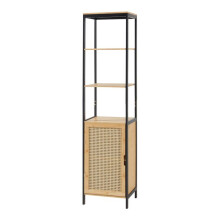 Badkamer kolom meubel - HELLOSHOP26 - 172 x 40 x 35 cm - Bamboe - Riet - MDF
