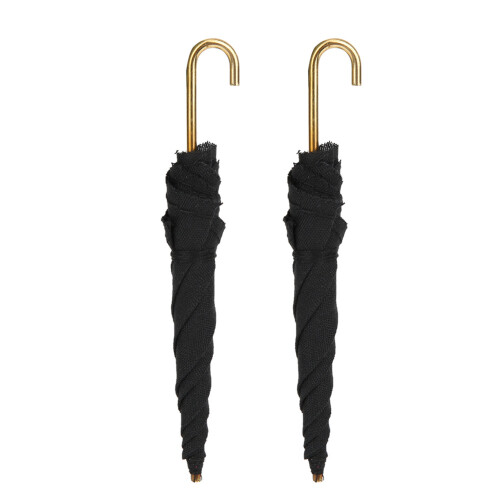2 Pcs Miniatur Regenschirm Schwarz Tuch DIY Puppe