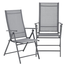 Chaises de jardin - HELLOSHOP26 - Lot de 2 - Gris clair - Accoudoirs - Pliables